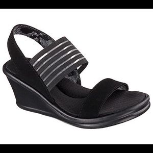 Skechers black wedge sandals